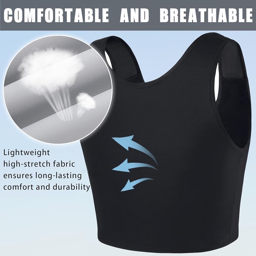 FTM袋 XUJI Chest Binder FTM Transgender Zip Up Binder Breathable
